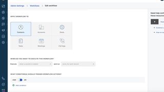 Freshsales' user interface with workflow settings