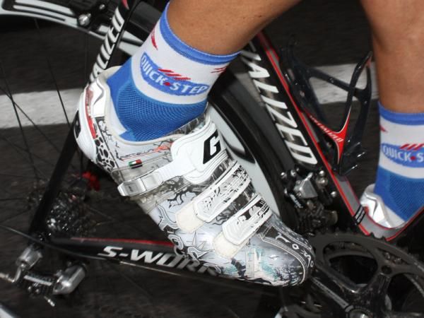 Matteo Tosatto (Quick Step) has his own pair of custom Gaerne G.Myst shoes.