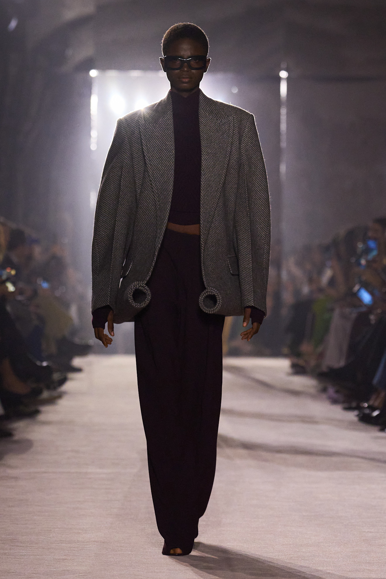 Model walking Victoria Beckham runway during Paris Fashion Week.