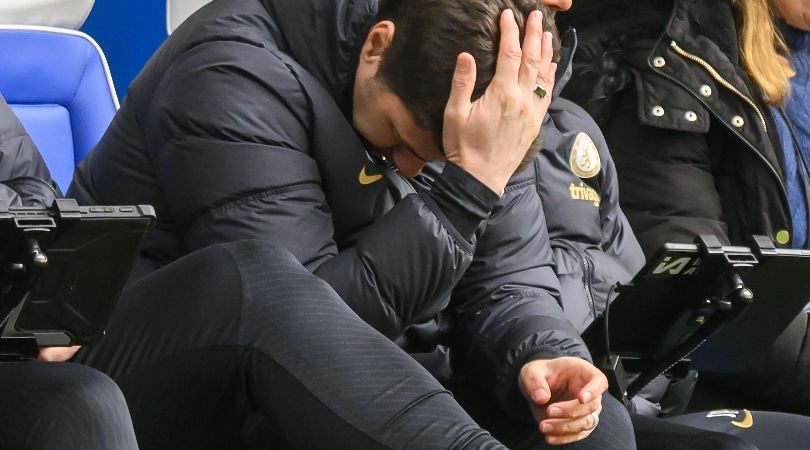 Chelsea manager Mauricio Pochettino looks dejected during his side&#039;s FA Cup match against Leicester City in March 2024.