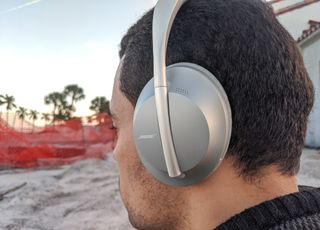 The Bose 700 active noise cancellation being tested at construction site