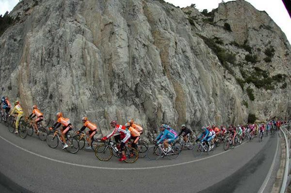 Riding along the Ligurian coast.