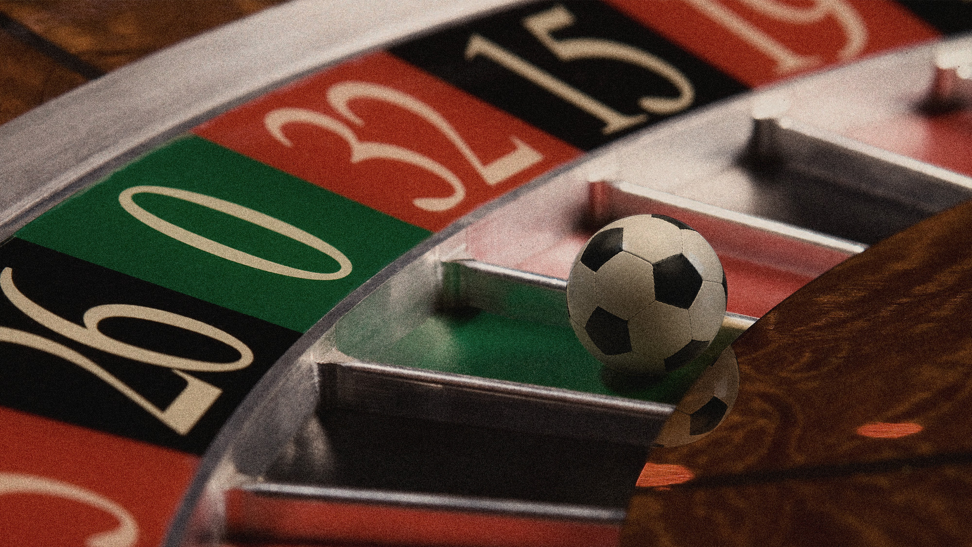 Photo collage of a football in a roulette wheel