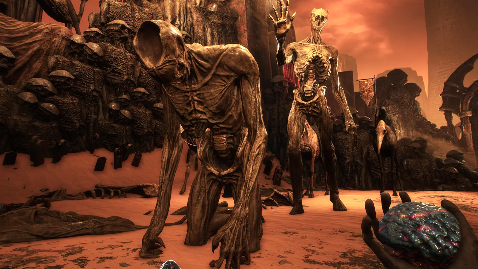 scenes from a surreal Giger influenced game