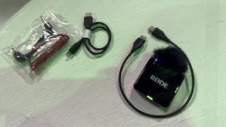 RØDE Wireless Go Gen 3 next to some connecting cables