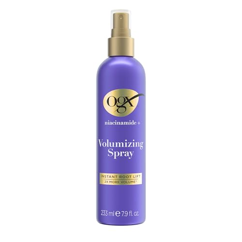 Ogx Niacinamide + Volumizing Spray, Volumizing Hair Spray for an Instant Root Lift &amp;amp; 2x More Volume*, Light Hold Blowout for Fine, Flat Hair, Paraben-Free Styling, 7.9 Fl. Oz