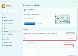 Enable family account on Windows 11