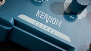 A close up of the logo on the Kernom Elipse modulation pedal