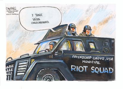 Editorial Cartoon U.S. riot police George Floyd protests