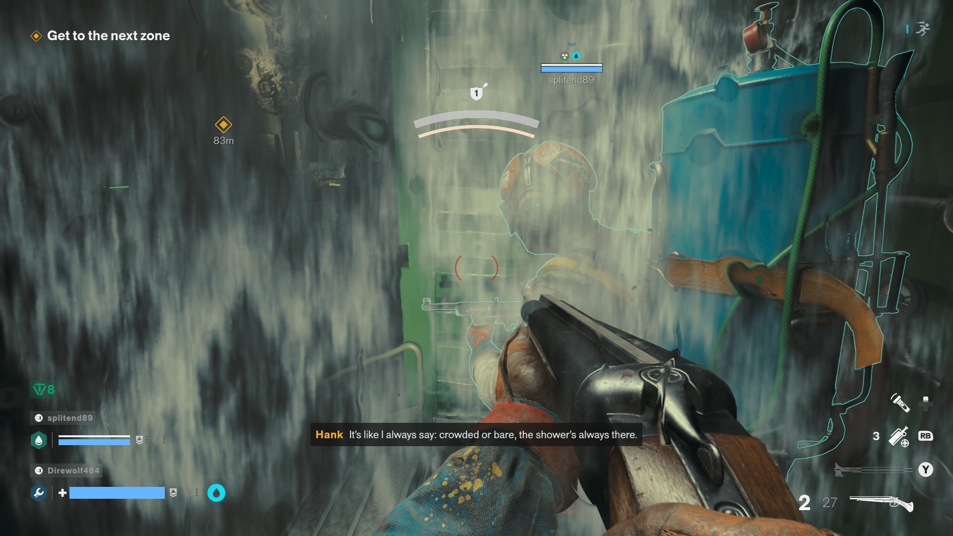 A shower in FBC: Firebreak