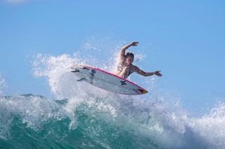Carissa Moore on a wave at Diamond Head in Oahu in 2017, where she surfed as a kid