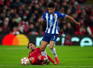 Luis Diaz, right, in action for Porto against Liverpool
