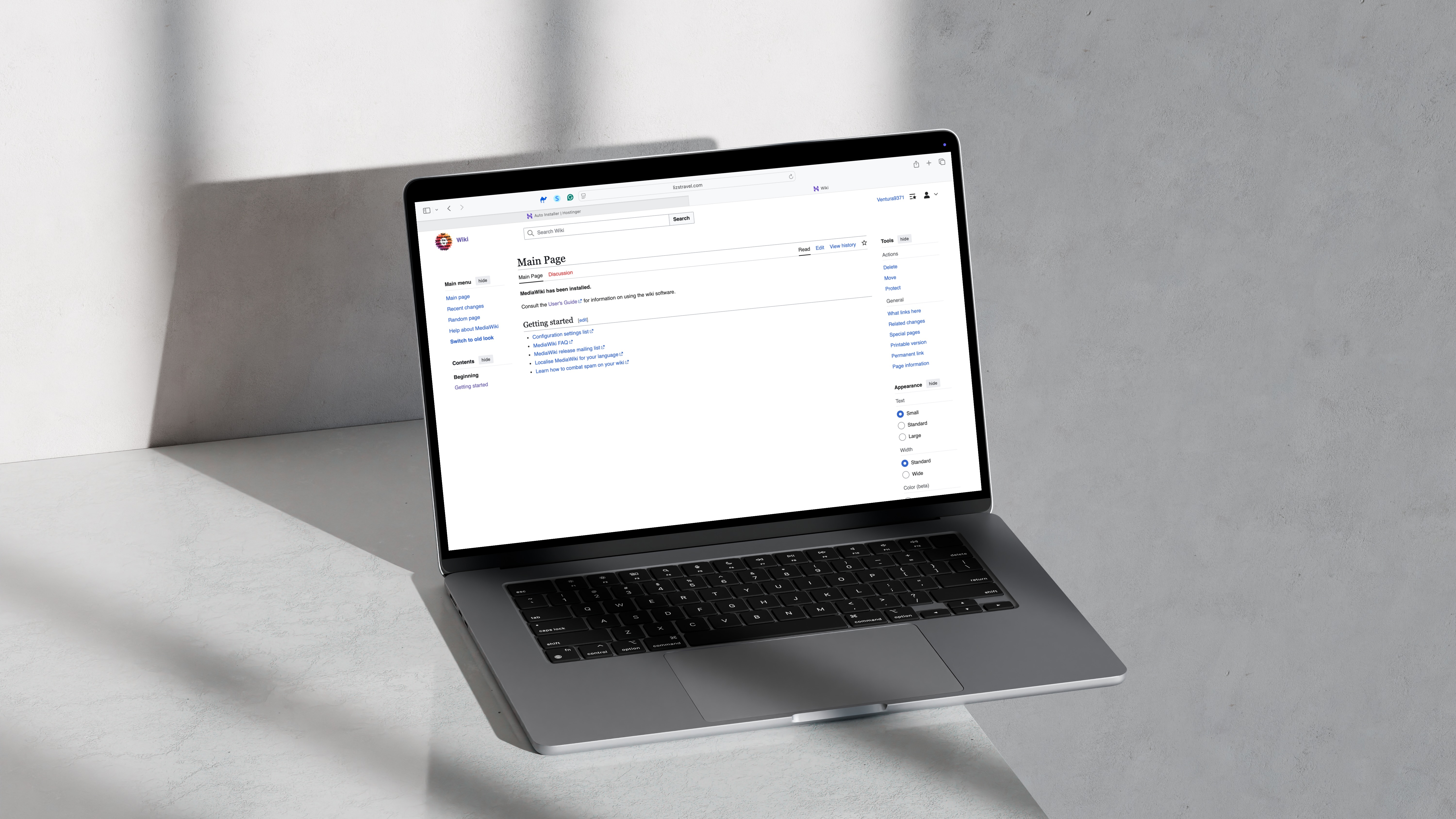 MediaWiki on a laptop