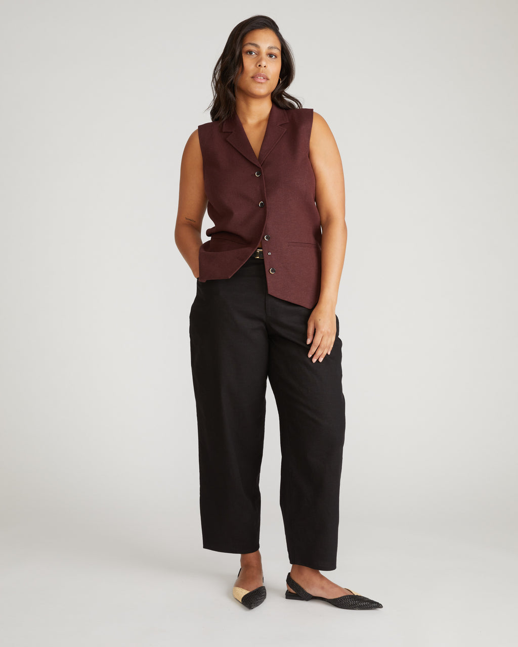 Lou Barrel Leg Linen Pants - Black