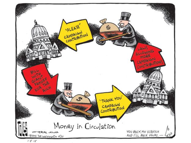 Political cartoon campaign donations