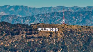 The Hollywood Sign from a distance.