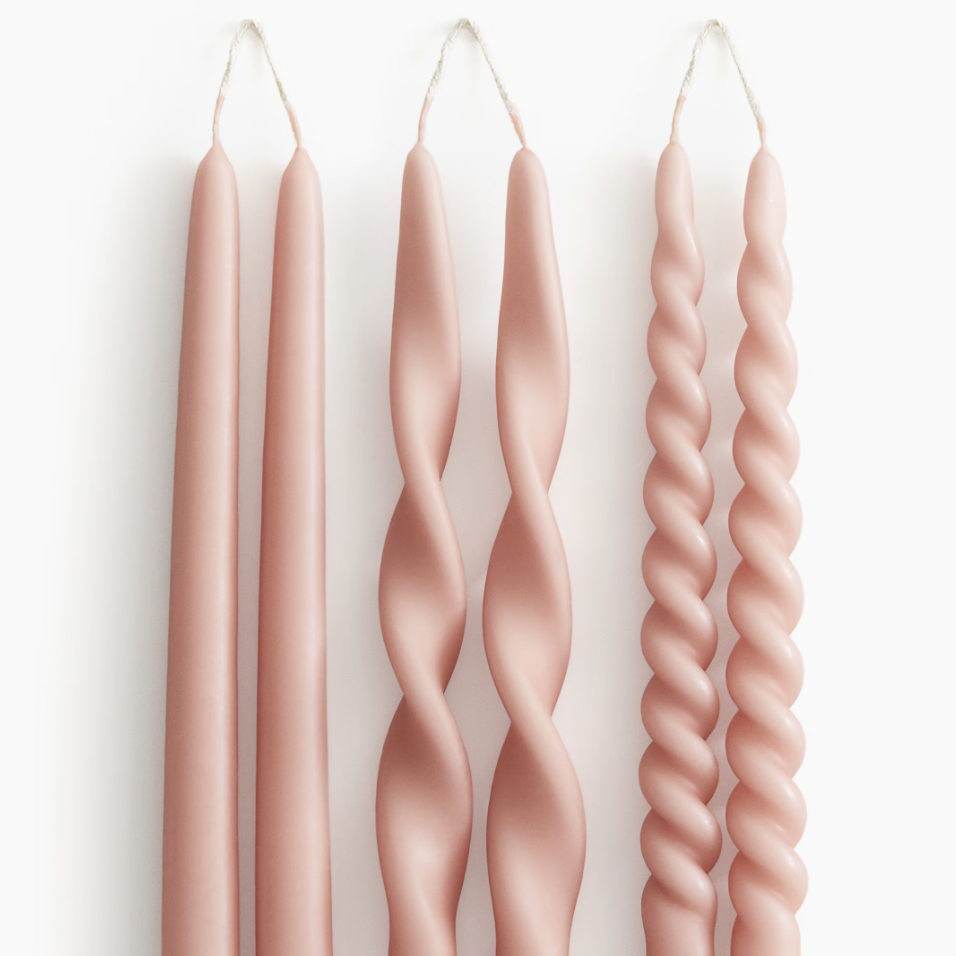 Pale pink taper candles