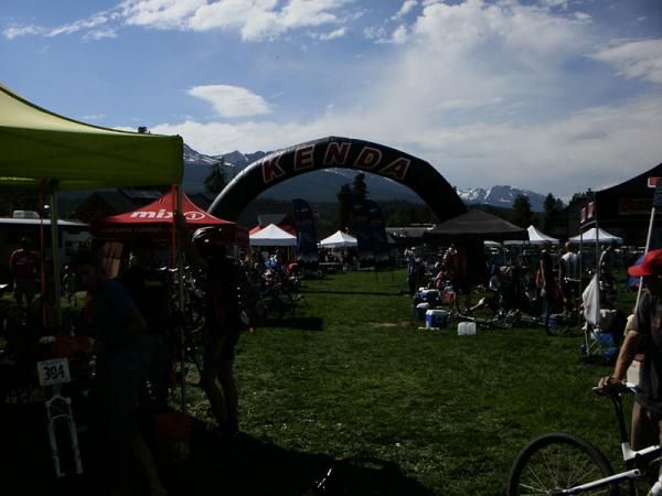 Fans and support crews await the arrival of the riders in Breckenridge