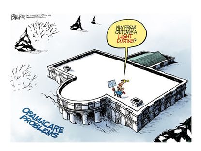 Obama cartoon Obamacare winter weather