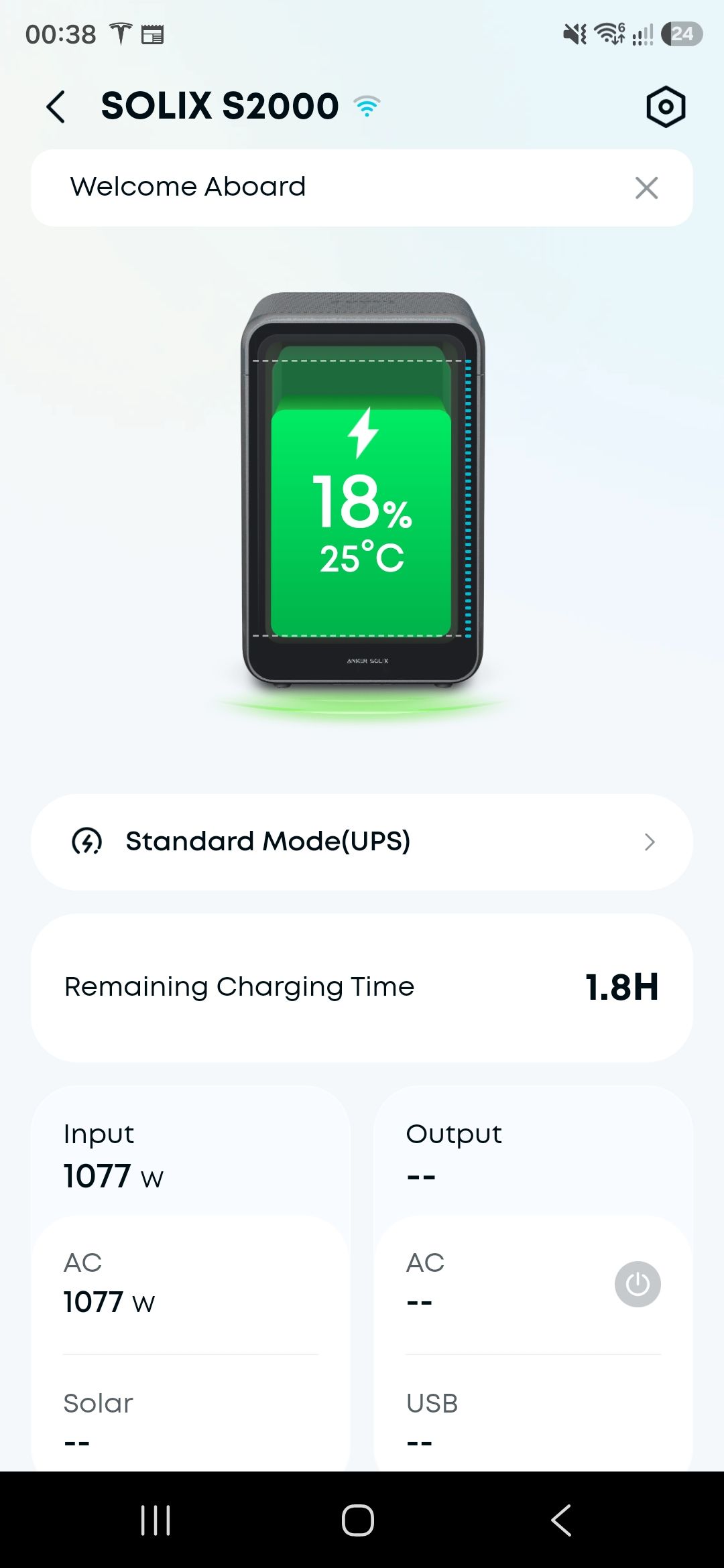 Screenshot of the Solix S2000 app in use