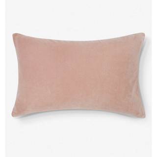 pale pink velvet rectangular pillow