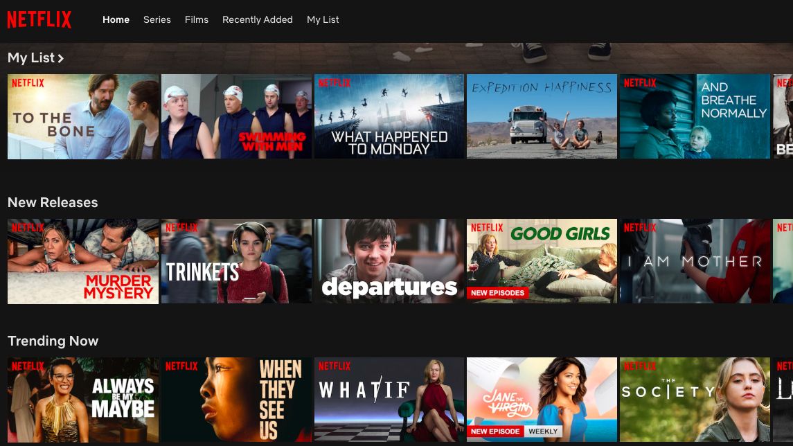 Netflix home screen