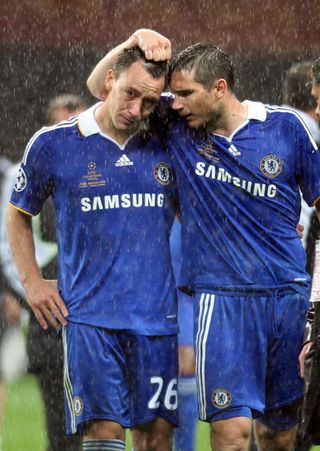 Chelsea’s John Terry is consoled by Frank Lampard (PA)