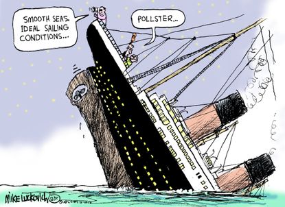 Political cartoon U.S. 2016 election pollsters