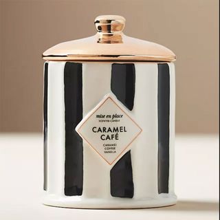 Black and white stripe candle