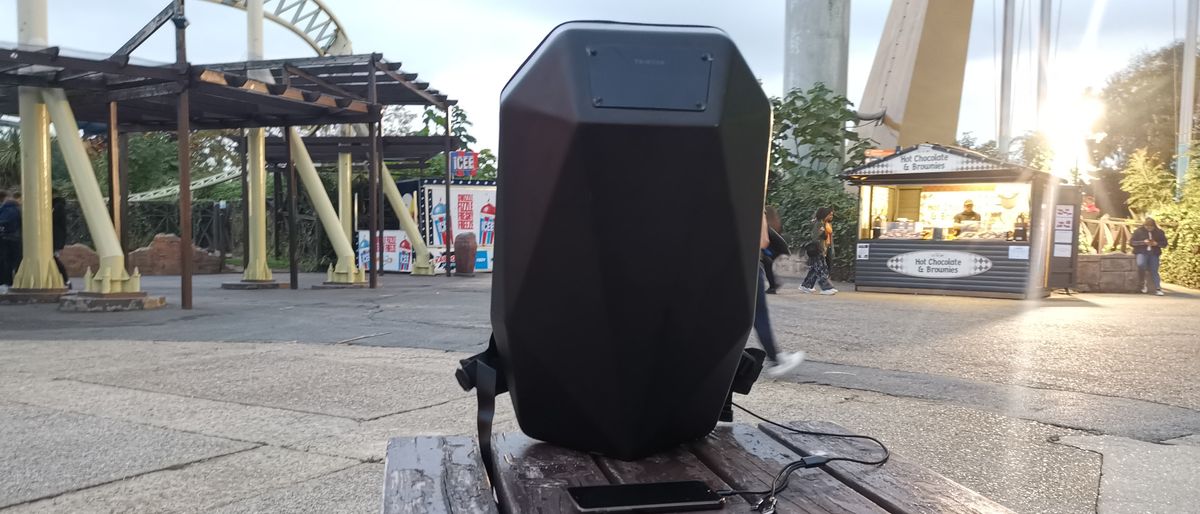 A Tajezzo PZ5 backpack at a theme park