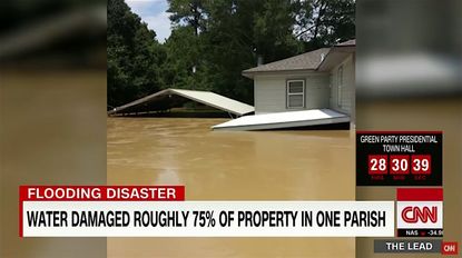 Flooding reaches the second floor of a Louisiana home
