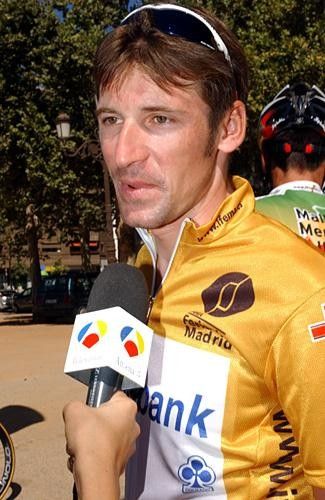 Denis Menchov (Rabobank) interviewed at the start