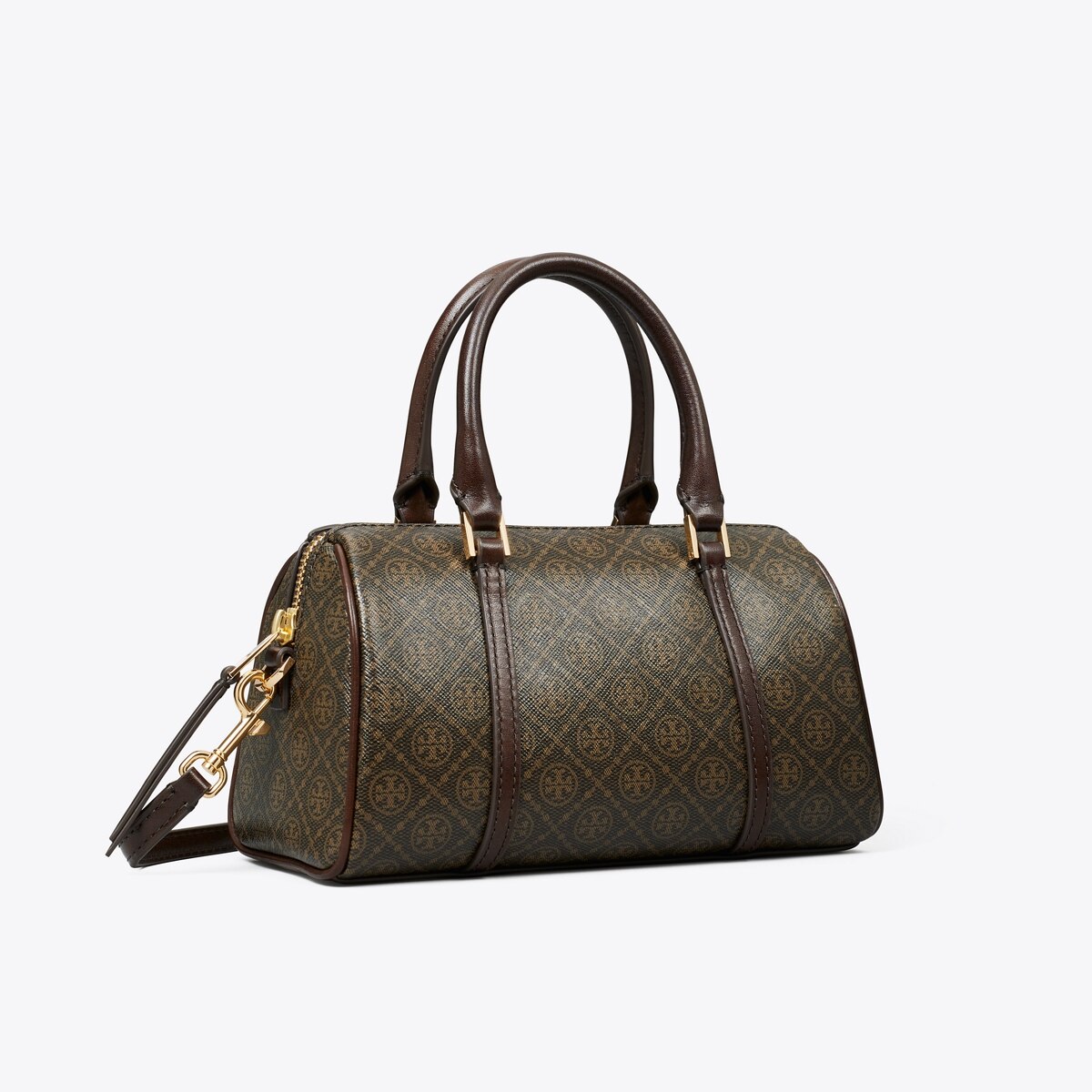 T Monogram Coated Canvas Petite Barrel Bag in Brown, Size Os