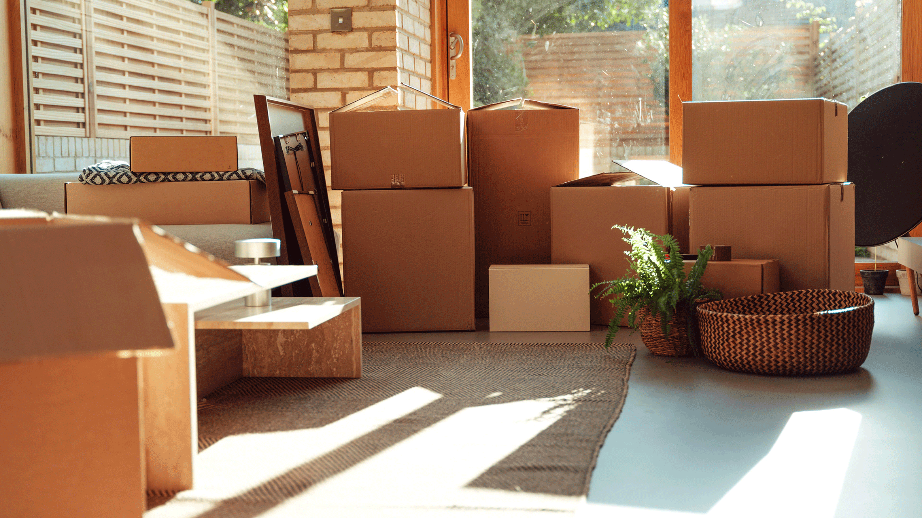 Cardboard boxes in room