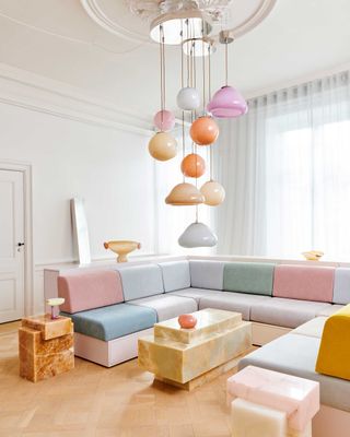 a pastel sectional sofa