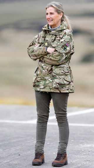 Sophie, Duchess of Edinburgh attends a training exercise at Warcop Training Centre on March 3, 2025 in Appleby-in-Westmorland, England.