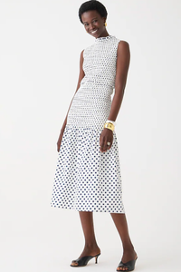 Smocked Cotton Poplin Drop-Waist Dress in Dot Print, $178 $110 at J.Crew