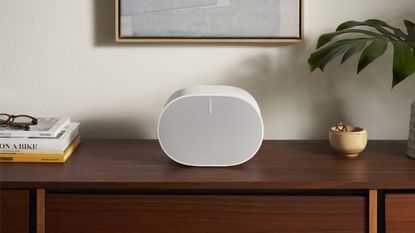 Sonos Era 300 speaker on sideboard