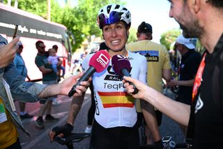 Mavi Garcia (Team Liv Racing Teqfind) speaks to the media at La Vuelta Femenina 2023