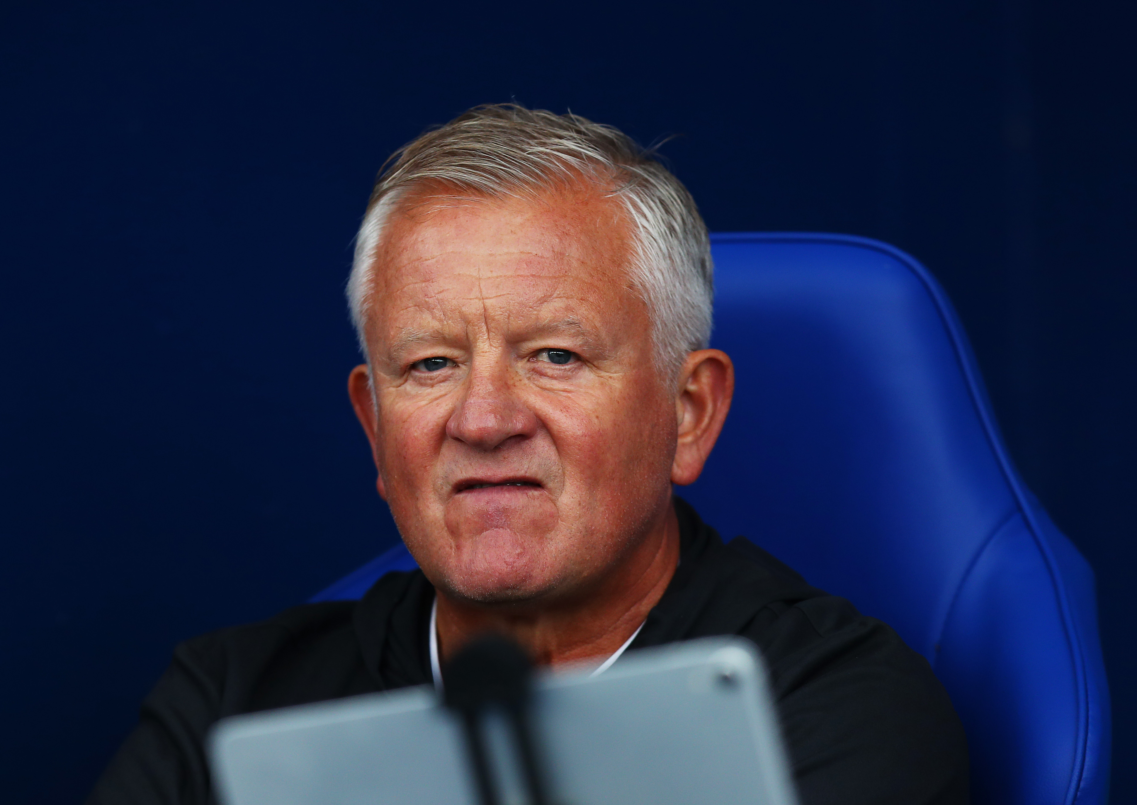 OXFORD, ENGLAND - SEPTEMBER 27: Chris Wilder, Manager of Sheffield United, looks on prior to the Sky Bet Championship match between Oxford United and Sheffield United at Kassam Stadium on September 27, 2025 in Oxford, England. (Photo by Cameron Howard/Getty Images)