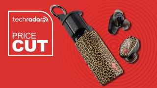 Skullcandy Method 260 ANC in animal print, on red poster with 'Price Cut' written in white 