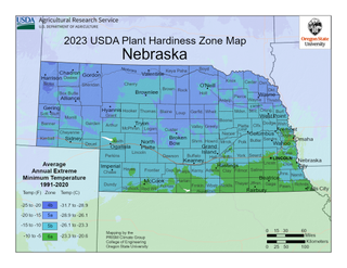 USDA Plant Hardiness Zone Map for Nebraska