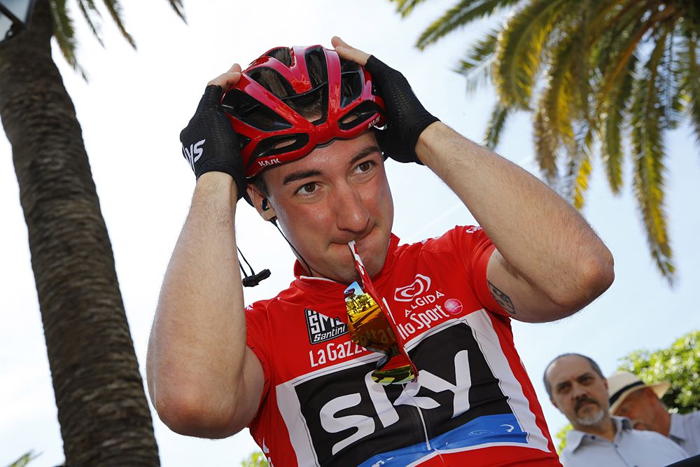 Elia Viviani (Team Sky) arrives to take the start of the third stage