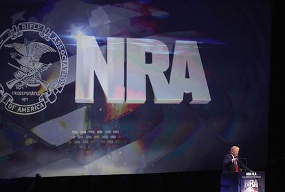 Donald Trump talks to NRA members in 2016.
