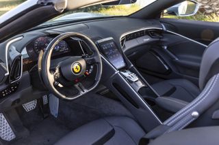 Ferrari Roma Spider interior and steering wheel