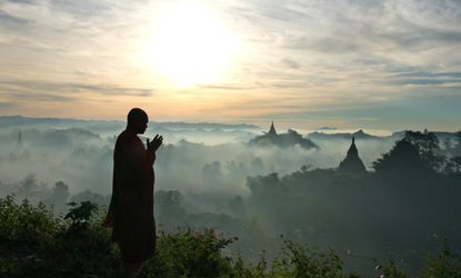 Meditating monk