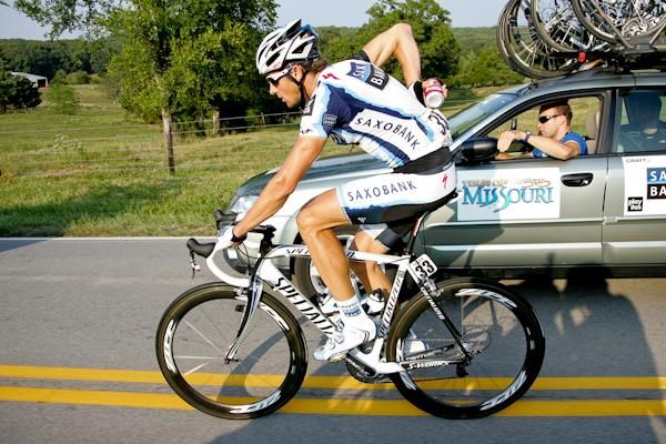 Jason McCartney (Saxo Bank) picks up some snacks for the road.