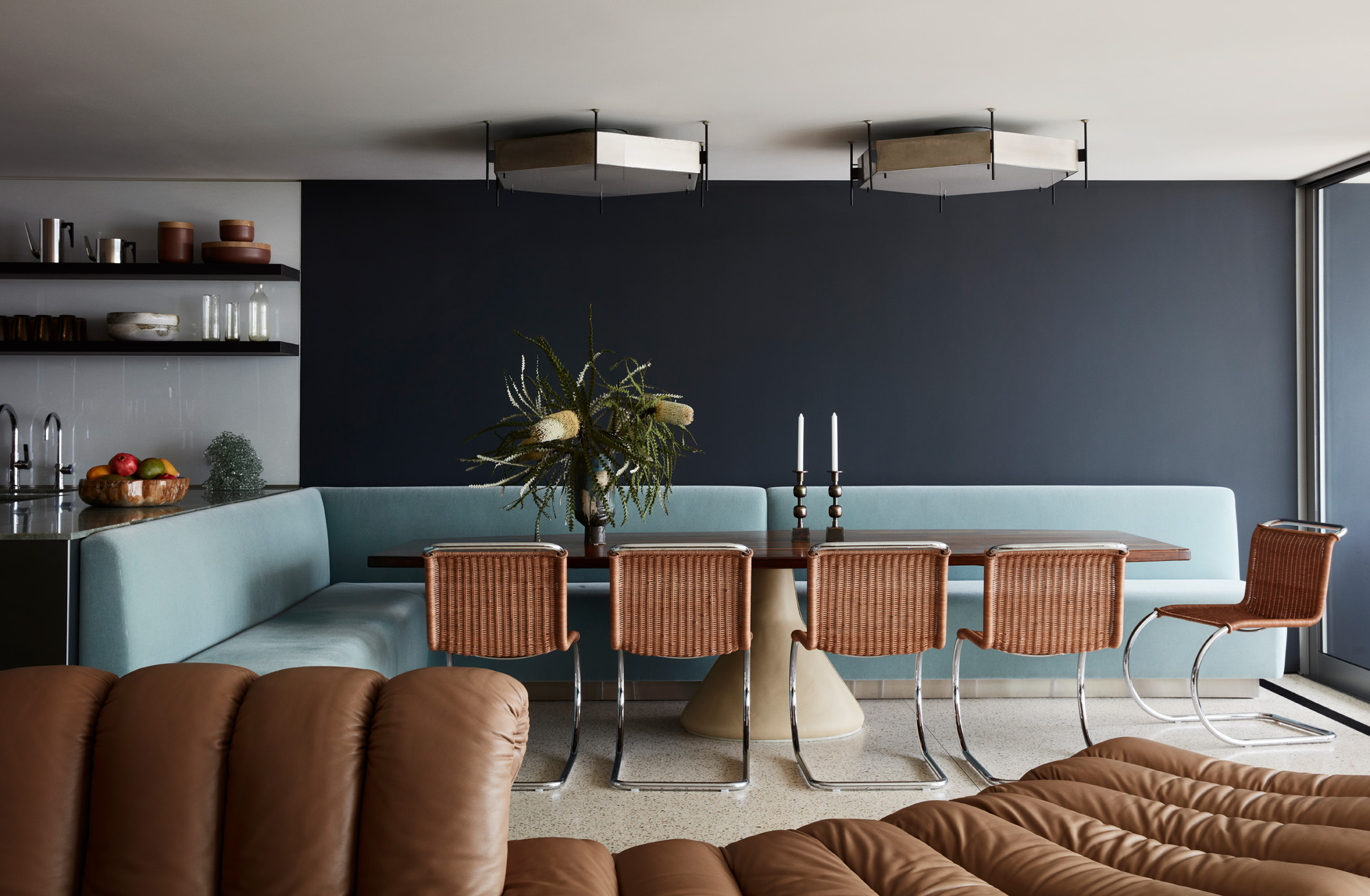 colourful interiors at Malibu beach house by Studio Shamshiri