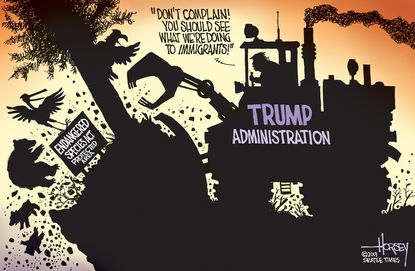 Political Cartoon U.S. Trump Administration Endangered Species Act Bulldozer