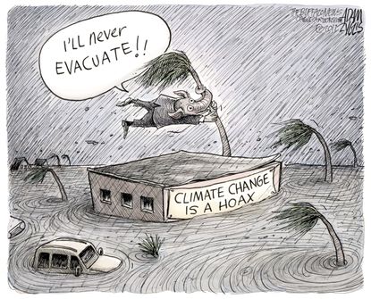 Political cartoon U.S. hurricanes GOP climate change deniers